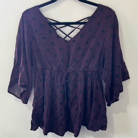 Women's torrid size 0 Purple Polka Dot blouse Top - Picture 1 of 8